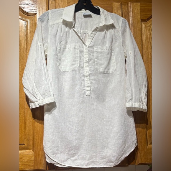 Columbia White Linen Tunic Top Women’s XS EUC - Picture 4 of 7